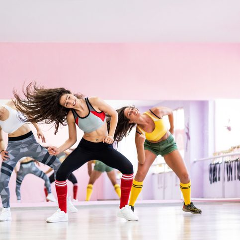 Professional dancer class dancing in dancing studio